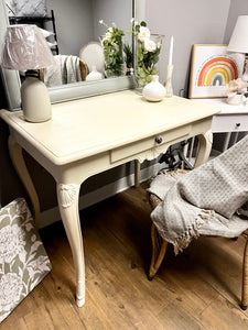Neutral table with faux drawer!