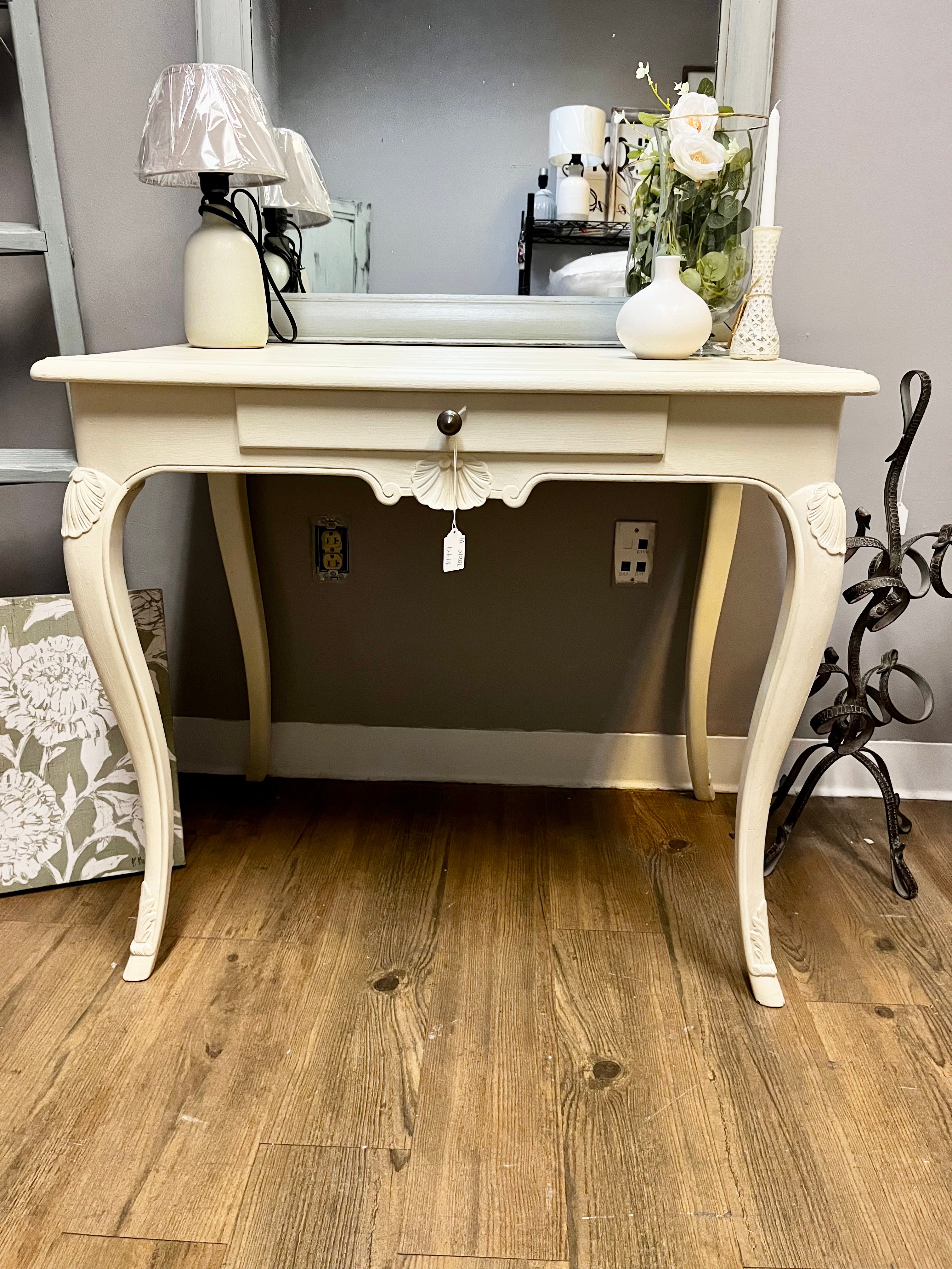 Neutral table with faux drawer!