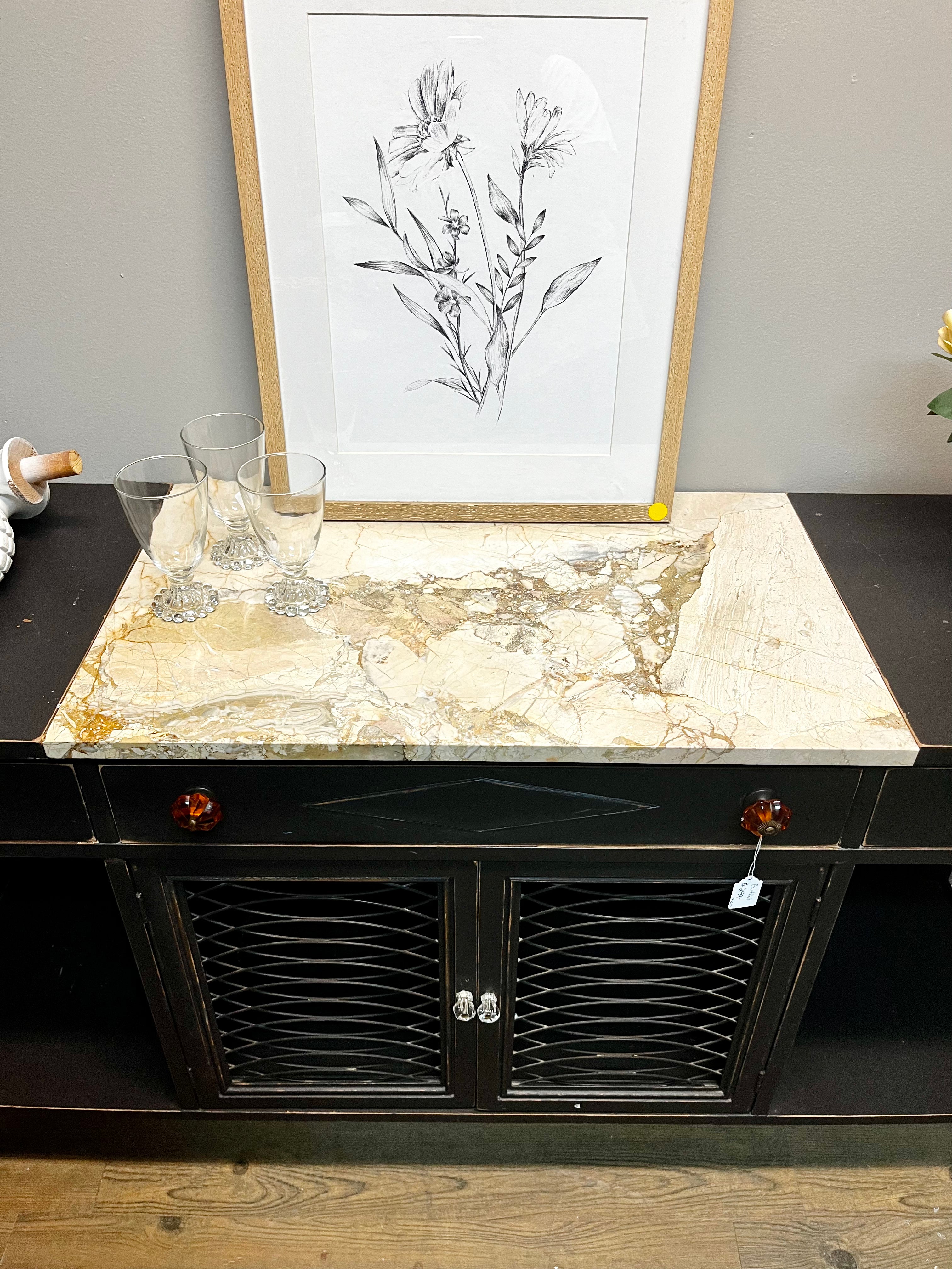 Gorgeous black buffet with marble top!